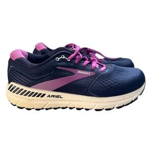 Brooks 10.5 Ariel 20 Womens Running Shoes Navy Pink Stability Sneakers 1203151B4